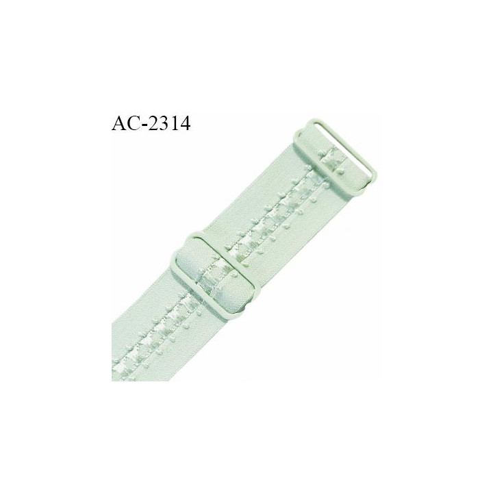 Bretelle lingerie SG 24 mm très haut de gamme couleur vert amande avec 2 barrettes largeur 24 mm longueur 32 cm prix à l'unité