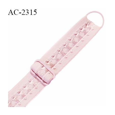 Bretelle lingerie SG 16 mm très haut de gamme couleur rose dragée avec 1 barrette et 1 anneau largeur 16 mm longueur 35 cm
