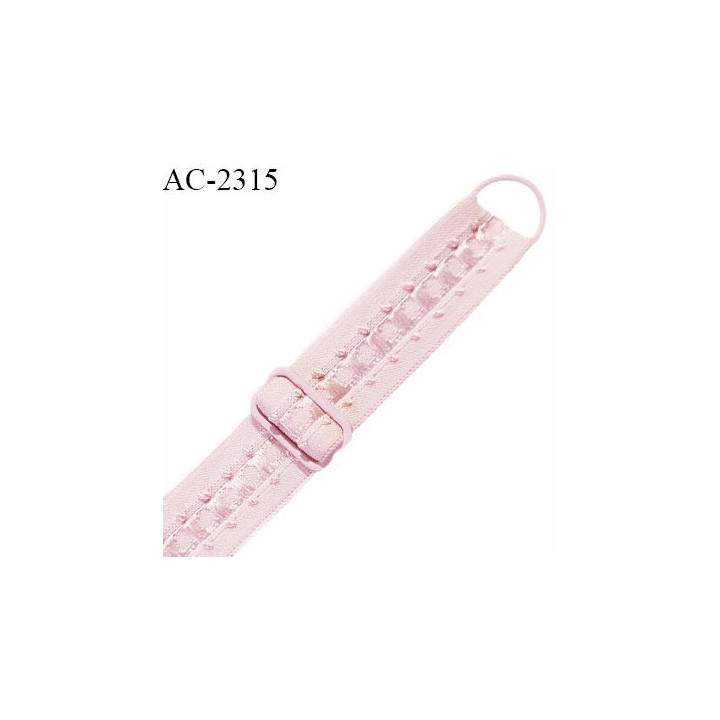 Bretelle lingerie SG 16 mm très haut de gamme couleur rose dragée avec 1 barrette et 1 anneau largeur 16 mm longueur 35 cm