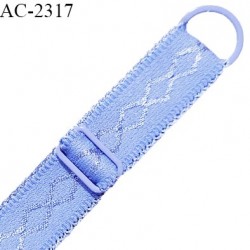 Bretelle lingerie SG 18 mm très haut de gamme couleur bleu provence avec 1 barrette et 1 anneau largeur 18 mm longueur 37 cm
