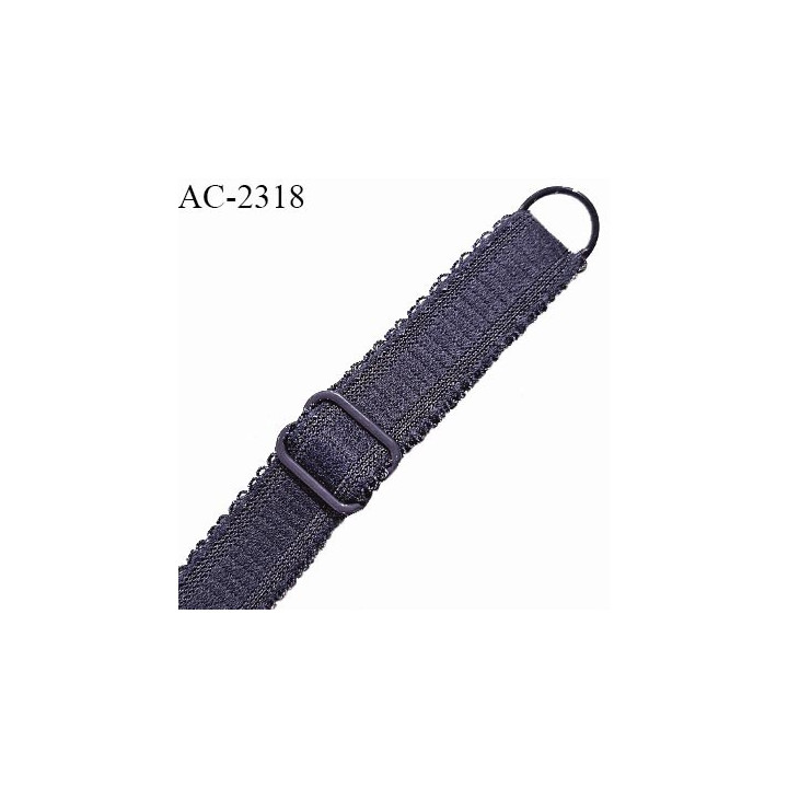 Bretelle lingerie SG 16 mm très haut de gamme couleur ardoise avec 1 barrette et 1 anneau largeur 16 mm longueur 32 cm