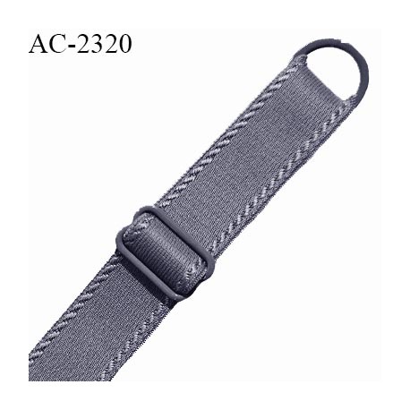 Bretelle lingerie SG 16 mm très haut de gamme couleur gris avec 1 barrette et 1 anneau largeur 16 mm longueur 25 cm