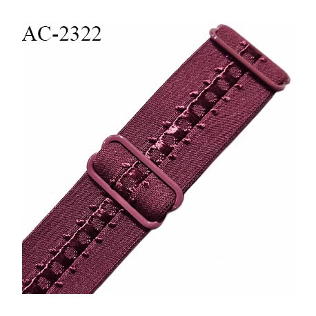 Bretelle lingerie SG 24 mm très haut de gamme couleur bordeaux ou grenat avec 2 barrettes largeur 24 mm longueur 32 cm