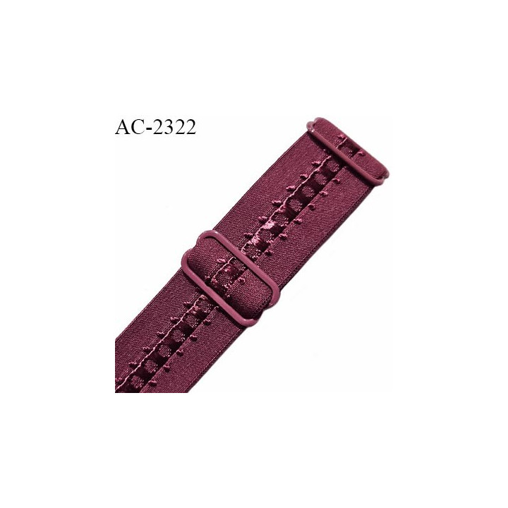 Bretelle lingerie SG 24 mm très haut de gamme couleur bordeaux ou grenat avec 2 barrettes largeur 24 mm longueur 32 cm