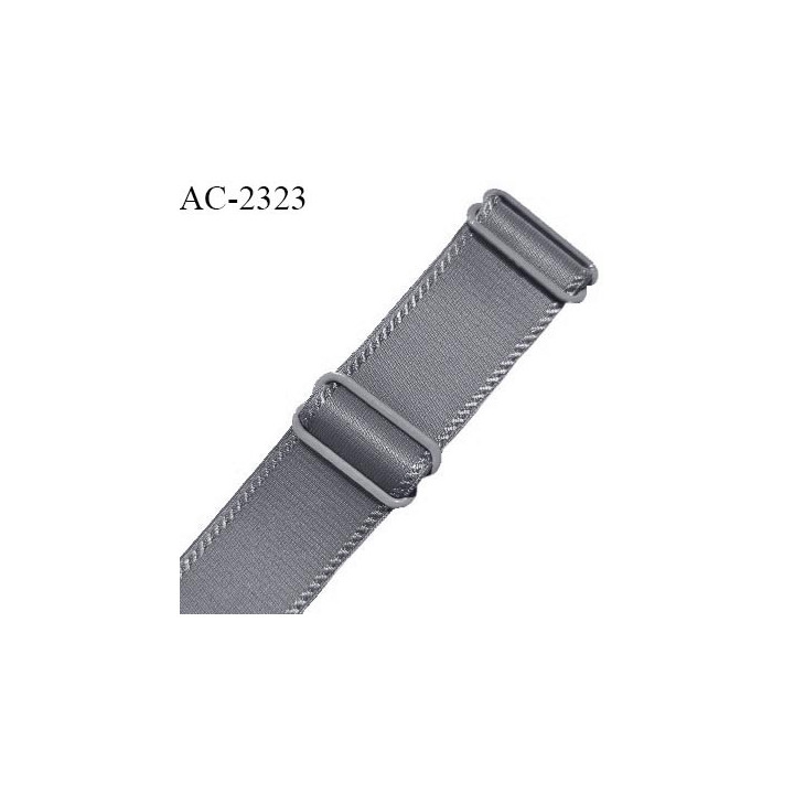 Bretelle lingerie SG 24 mm très haut de gamme couleur gris avec 2 barrettes largeur 24 mm longueur 20 cm prix à l'unité