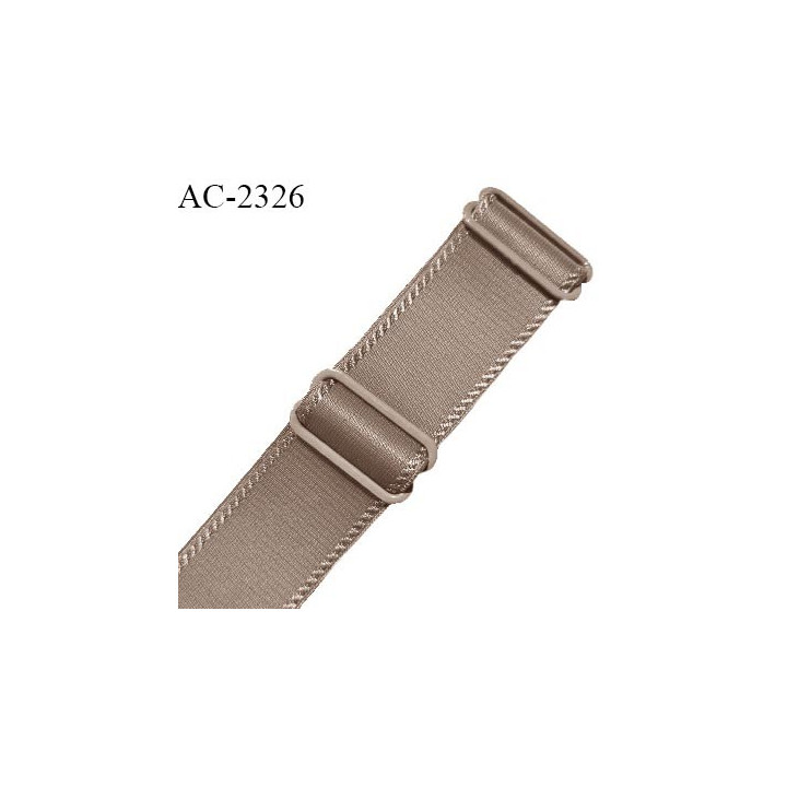 Bretelle lingerie SG 18 mm très haut de gamme couleur taupe avec 2 barrettes largeur 18 mm longueur 16 cm prix à l'unité