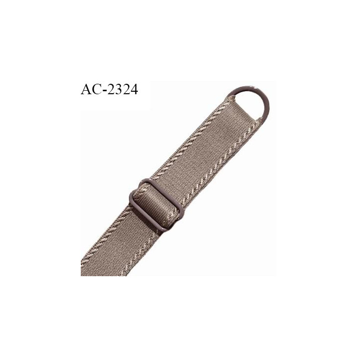 Bretelle lingerie SG 18 mm très haut de gamme couleur taupe avec 1 barrette et 1 anneau largeur 18 mm longueur 15 cm