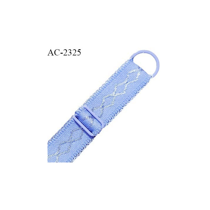 Bretelle lingerie SG 16 mm très haut de gamme couleur bleu provence avec 1 barrette et 1 anneau largeur 16 mm longueur 37 cm