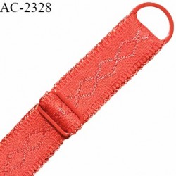 Bretelle lingerie SG 18 mm très haut de gamme couleur rouge orangé avec 1 barrette et 1 anneau largeur 18 mm longueur 37 cm