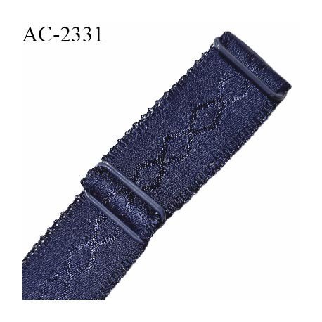 Bretelle lingerie SG 24 mm très haut de gamme couleur bleu marine avec 2 barrettes largeur 24 mm longueur 31 cm prix à l'unité