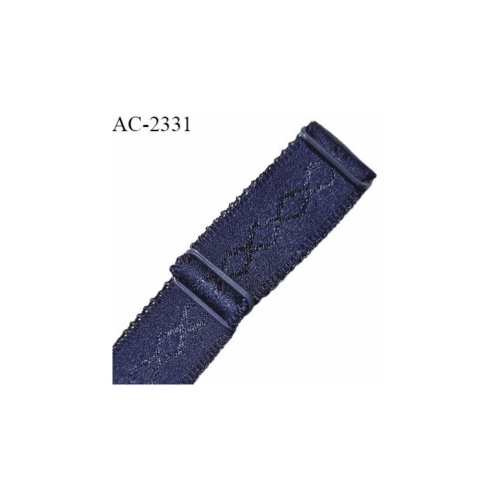 Bretelle lingerie SG 24 mm très haut de gamme couleur bleu marine avec 2 barrettes largeur 24 mm longueur 31 cm prix à l'unité