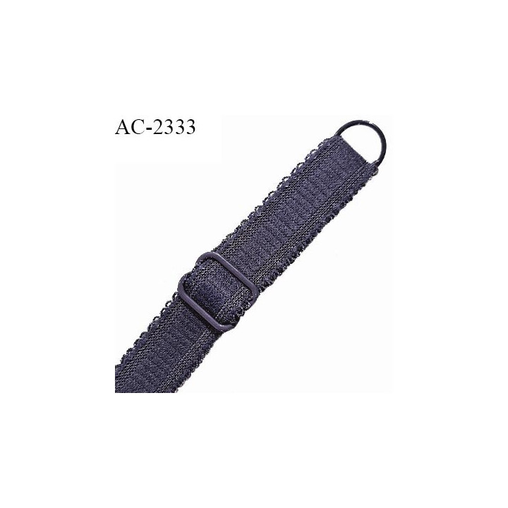 Bretelle lingerie SG 18 mm très haut de gamme couleur ardoise avec 1 barrette et 1 anneau largeur 18 mm longueur 28 cm