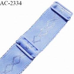 Bretelle lingerie SG 24 mm très haut de gamme couleur bleu provence avec 2 barrettes largeur 24 mm longueur 32 cm prix à l'unité