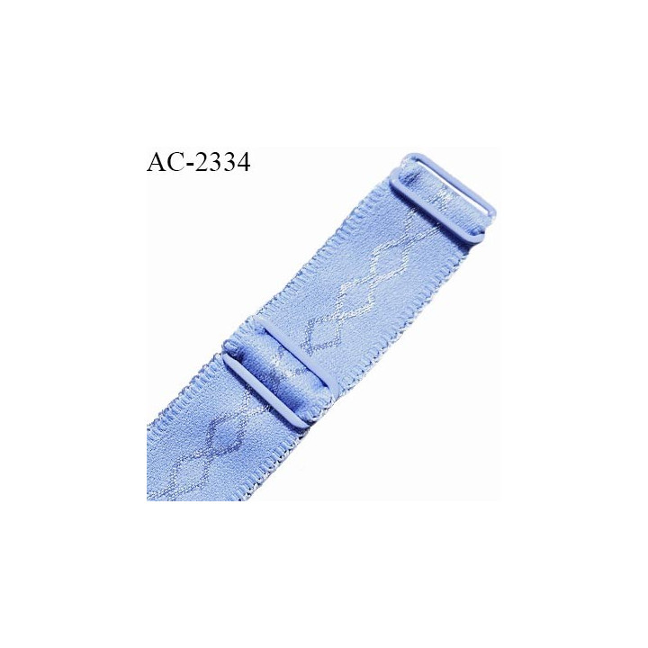 Bretelle lingerie SG 24 mm très haut de gamme couleur bleu provence avec 2 barrettes largeur 24 mm longueur 32 cm prix à l'unité