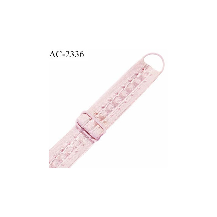 Bretelle lingerie SG 18 mm très haut de gamme couleur rose dragée avec 1 barrette et 1 anneau largeur 18 mm longueur 32 cm