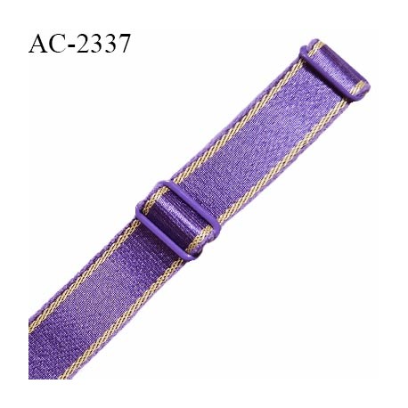 Bretelle lingerie SG 16 mm très haut de gamme couleur violet brillant et doré avec 2 barrettes prix à l'unité