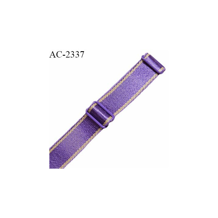 Bretelle lingerie SG 16 mm très haut de gamme couleur violet brillant et doré avec 2 barrettes prix à l'unité