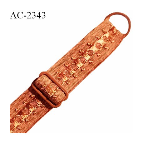 Bretelle lingerie SG 16 mm très haut de gamme avec 1 barrette et 1 anneau couleur orange cuivré prix à la pièce