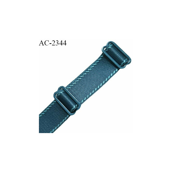 Bretelle lingerie SG 18 mm très haut de gamme couleur bleu cyprès avec 2 barrettes largeur 18 mm longueur 22 cm prix à l'unité