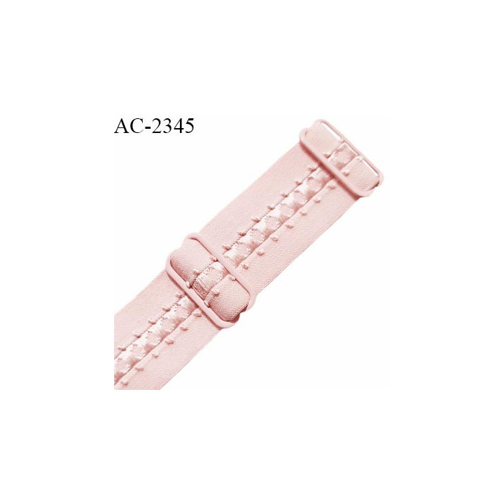 Bretelle lingerie SG 24 mm très haut de gamme couleur rose dragée avec 2 barrettes largeur 24 mm longueur 32 cm