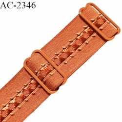 Bretelle lingerie SG 24 mm très haut de gamme couleur orange cuivrée avec 2 barrettes largeur 24 mm longueur 32 cm