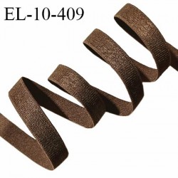 Elastique lingerie 10 mm très haut de gamme couleur marron bronze brillant largeur 10 mm allongement +140% prix au mètre