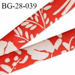 Biais à plat extensible 28 mm à plier en jersey élasthanne couleur rouge et blanc largeur 28 mm prix au mètre