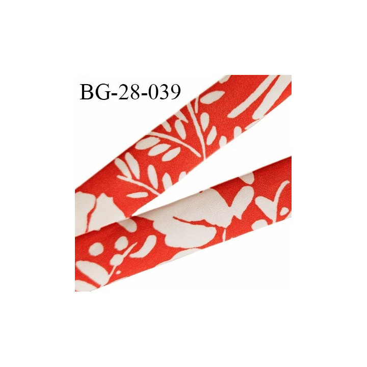 Biais à plat extensible 28 mm à plier en jersey élasthanne couleur rouge et blanc largeur 28 mm prix au mètre