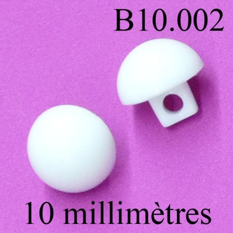 bouton 10 mm couleur blanc accroche avec anneau