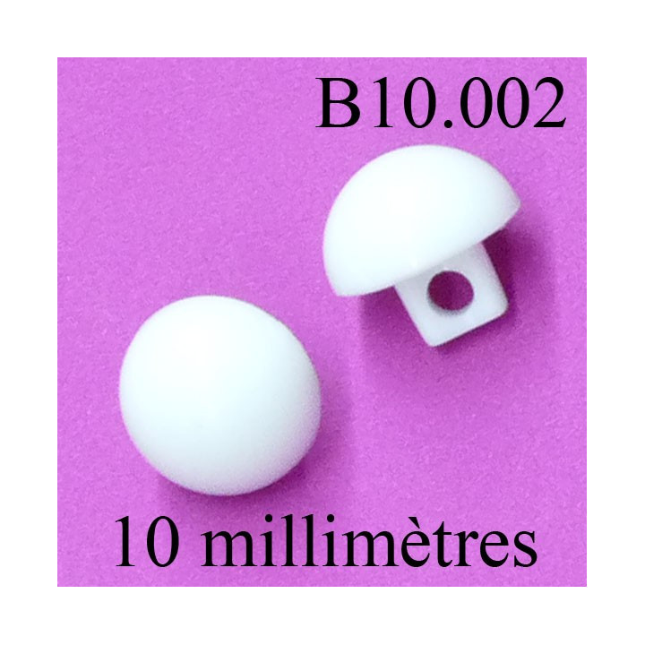 bouton 10 mm couleur blanc accroche avec anneau