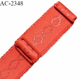 Bretelle lingerie SG 24 mm très haut de gamme couleur rouge orangé avec 2 barrettes largeur 24 mm longueur 32 cm prix à l'unité