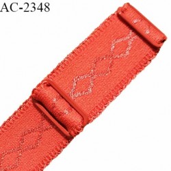 Bretelle lingerie SG 24 mm très haut de gamme couleur rouge orangé avec 2 barrettes largeur 24 mm longueur 32 cm prix à l'unité
