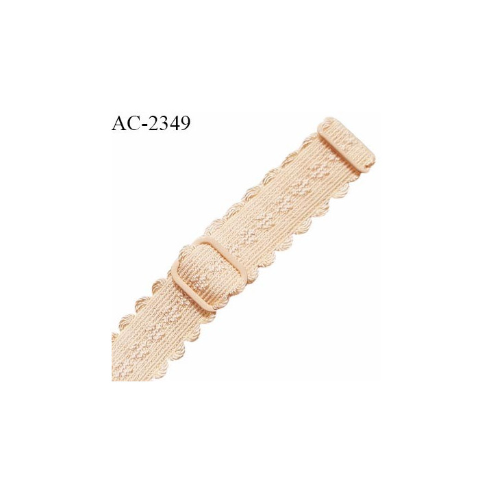 Bretelle lingerie SG 16 mm très haut de gamme couleur chair rosée avec 2 barrettes largeur 16 mm longueur 37 cm