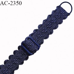 Bretelle lingerie SG 10 mm très haut de gamme avec 1 barrette et 1 anneau couleur bleu marine largeur 16 mm longueur 38 cm