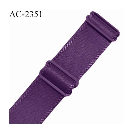 Bretelle lingerie SG 24 mm très haut de gamme couleur violet foncé avec 2 barrettes largeur 24 mm longueur 17 cm prix à l'unité