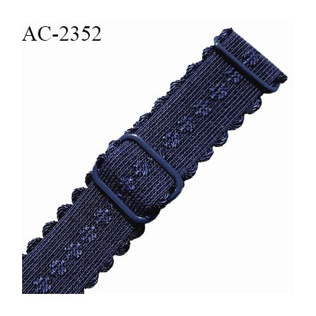 Bretelle lingerie SG 18 mm très haut de gamme couleur bleu marine avec 2 barrettes largeur 18 mm longueur 35 cm prix à l'unité