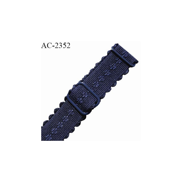 Bretelle lingerie SG 18 mm très haut de gamme couleur bleu marine avec 2 barrettes largeur 18 mm longueur 35 cm prix à l'unité