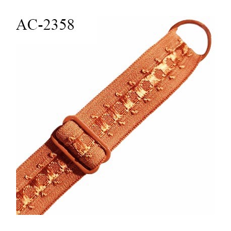 Bretelle lingerie SG 20 mm très haut de gamme avec 1 barrette et 1 anneau couleur orange cuivré largeur 20 mm longueur 32 cm