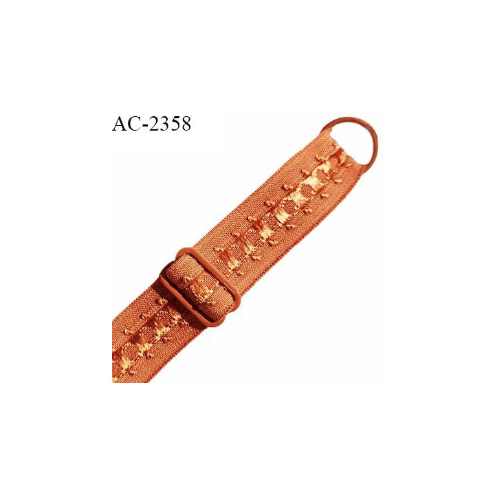 Bretelle lingerie SG 20 mm très haut de gamme avec 1 barrette et 1 anneau couleur orange cuivré largeur 20 mm longueur 32 cm