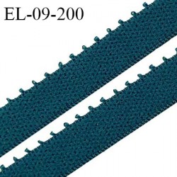 Elastique picot 9 mm lingerie couleur vert cyprès largeur 9 mm haut de gamme fabriqué en France allongement +110% prix au mètre