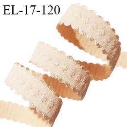 Elastique 16 mm lingerie et bretelle couleur chair rosé ou sable doré avec motifs en relief et picots largeur l'élastique 10 mm