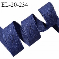 Elastique lingerie 20 mm couleur bleu marine avec picots de chaque côté doux au toucher largeur 20 mm prix au mètre