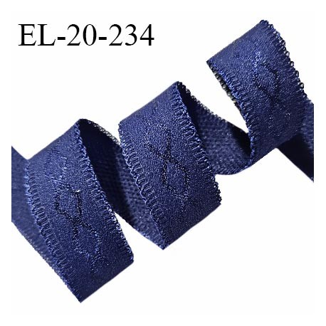 Elastique lingerie 20 mm couleur bleu marine avec picots de chaque côté doux au toucher largeur 20 mm prix au mètre