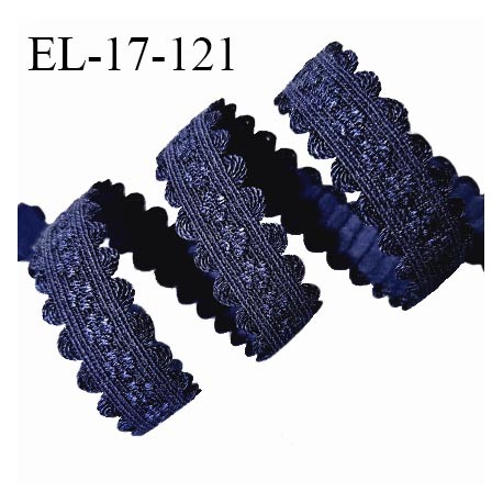 Elastique 16 mm lingerie et bretelle couleur bleu marine avec motifs en relief et picots largeur l'élastique 10 mm