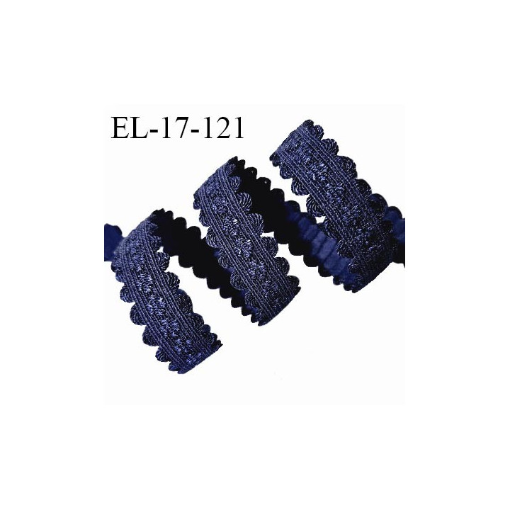 Elastique 16 mm lingerie et bretelle couleur bleu marine avec motifs en relief et picots largeur l'élastique 10 mm