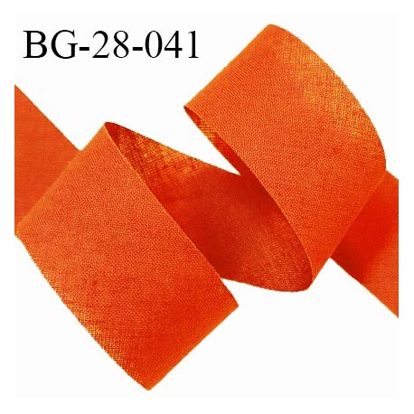 Biais à plat 28 mm à plier en polycoton couleur orange largeur 28 mm prix au mètre