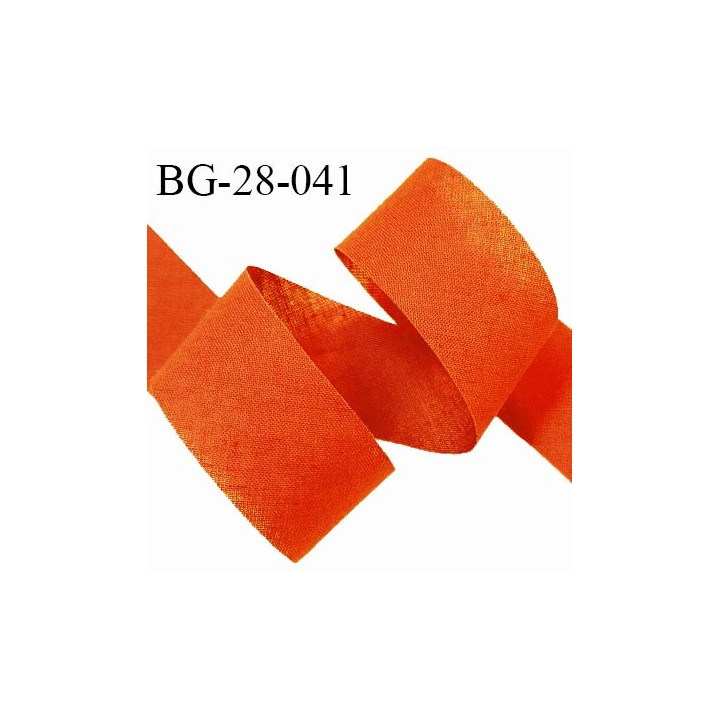 Biais à plat 28 mm à plier en polycoton couleur orange largeur 28 mm prix au mètre