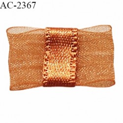 Noeud lingerie mousseline couleur orange cuivré haut de gamme largeur 20 mm hauteur 15 mm prix à l'unité