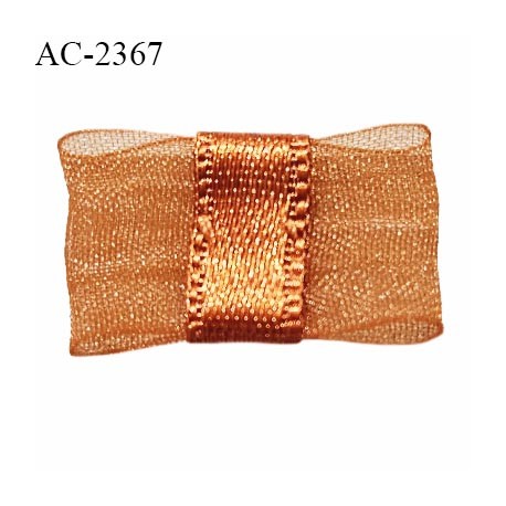 Noeud lingerie mousseline couleur orange cuivré haut de gamme largeur 20 mm hauteur 15 mm prix à l'unité