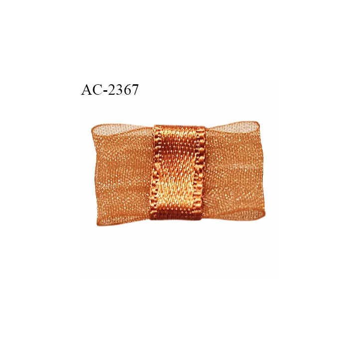 Noeud lingerie mousseline couleur orange cuivré haut de gamme largeur 20 mm hauteur 15 mm prix à l'unité